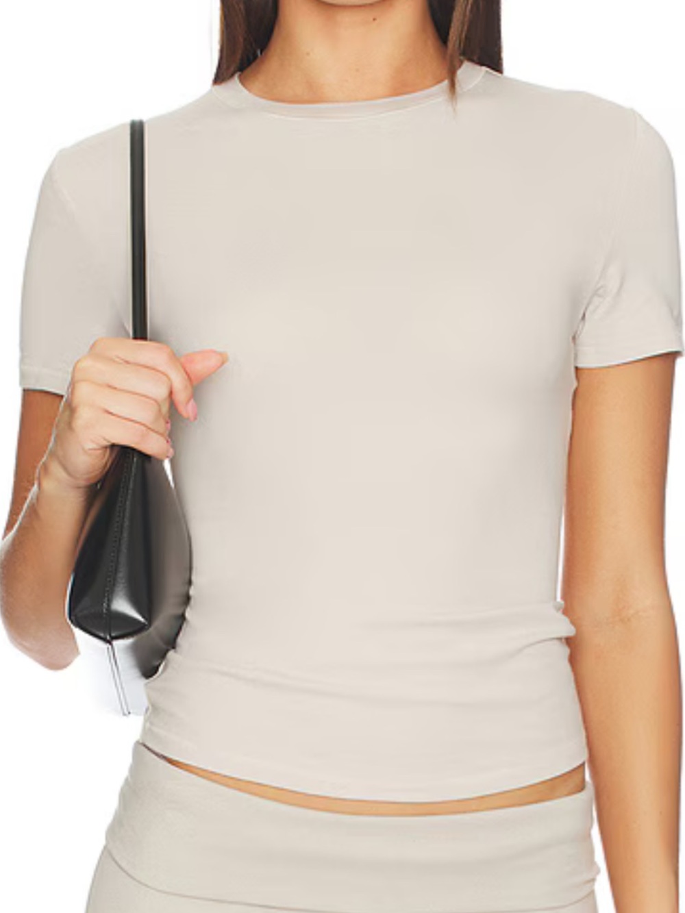 SKIMS Short Sleeve Crewneck Tee in Dusty Mauve